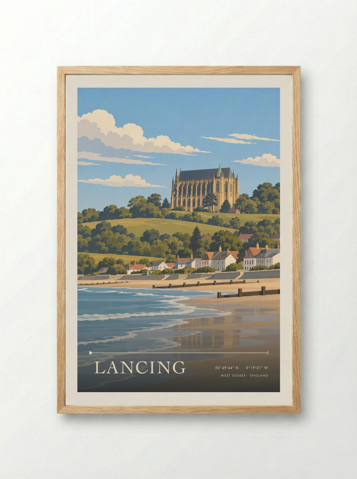 Lancing, West Sussex | Travel Poster - Framed Print Wood