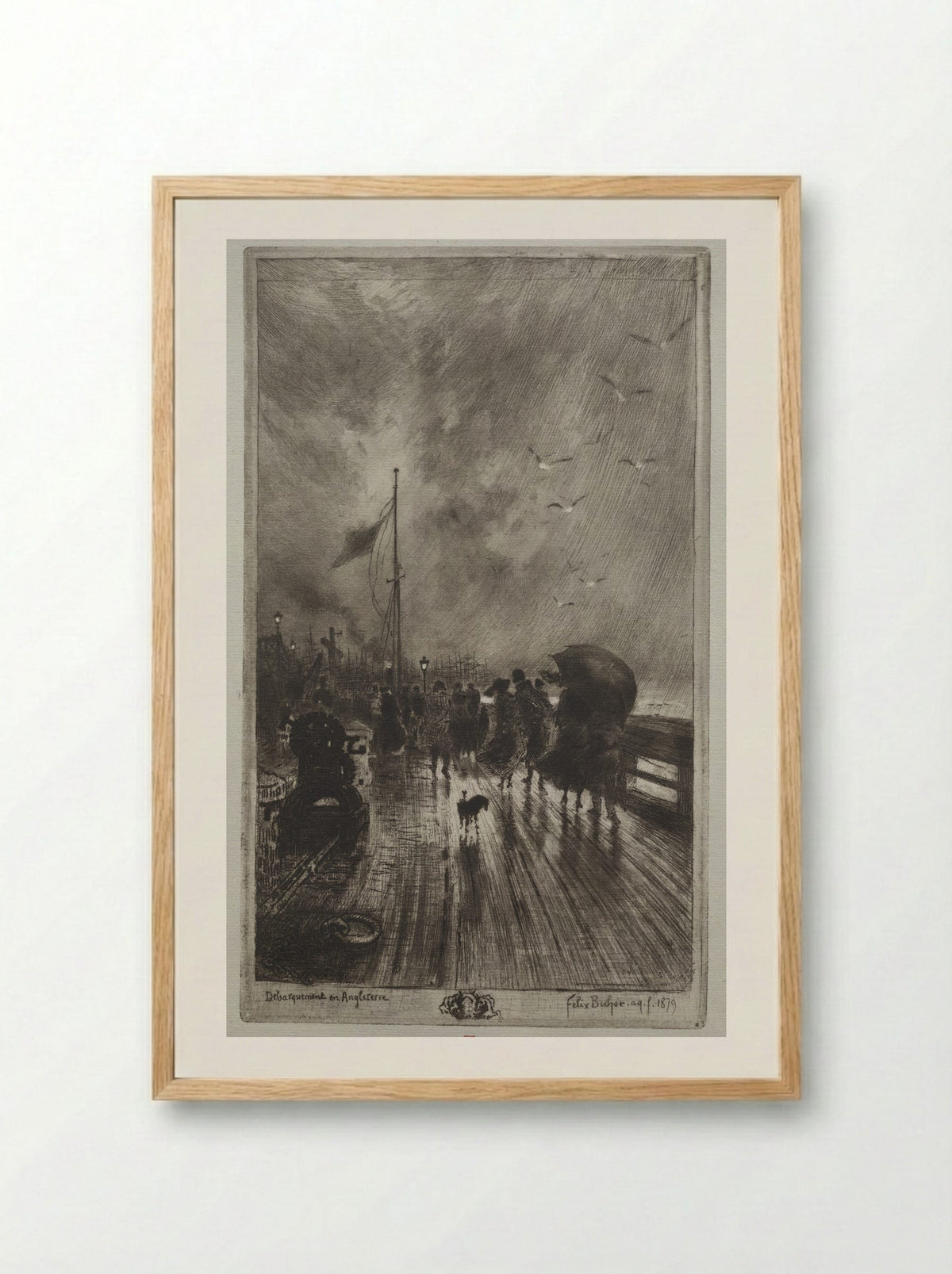 Landing in England - Félix Hilaire Buhot - Framed Print Wood