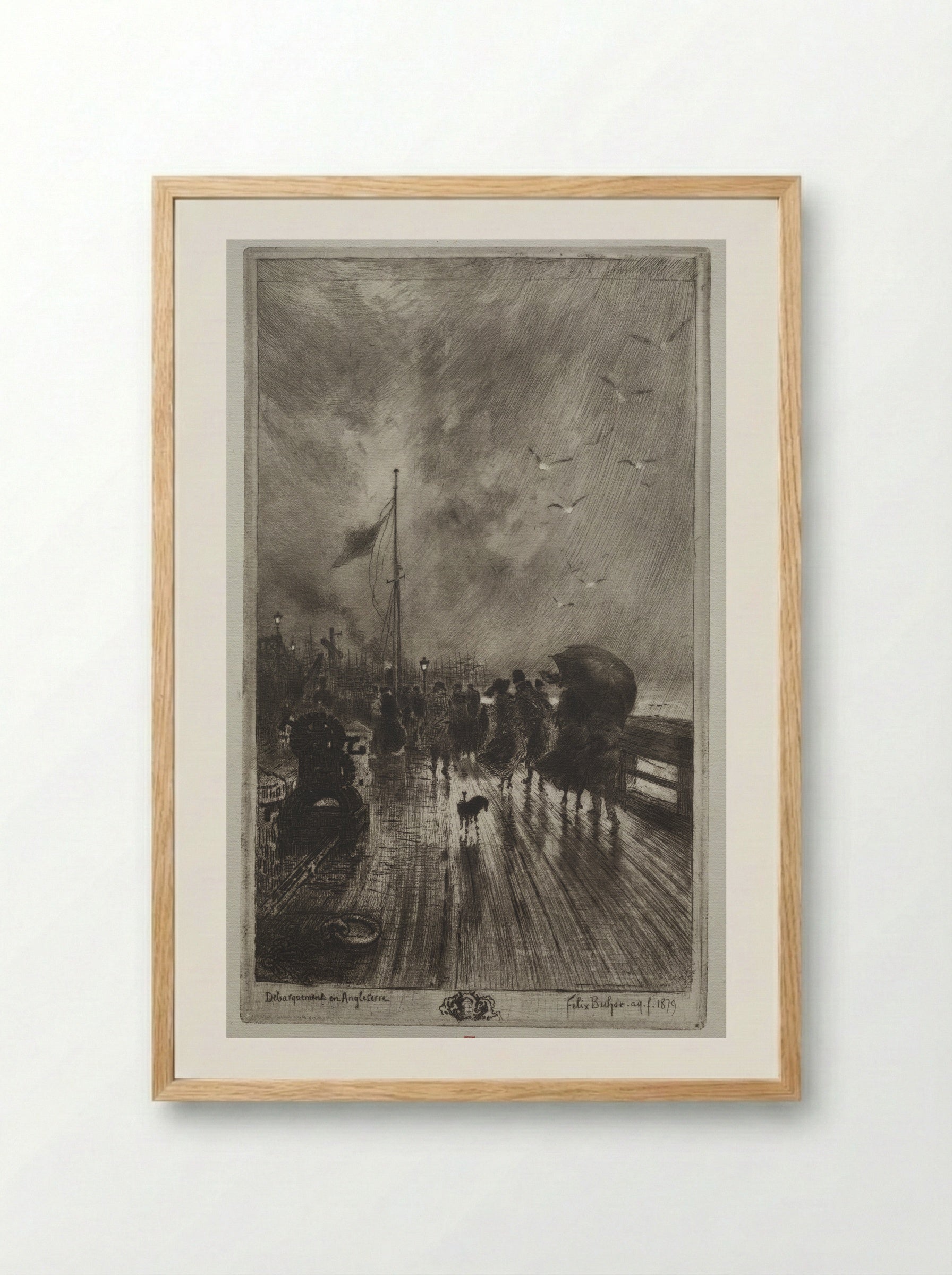 Landing in England - Félix Hilaire Buhot - Framed Print Wood