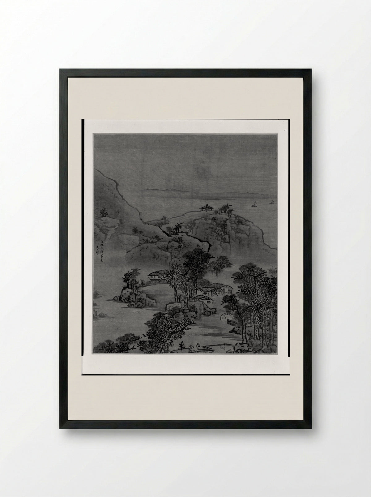 Landscape After Wu Chen - Yuan Yao - Framed Print Black