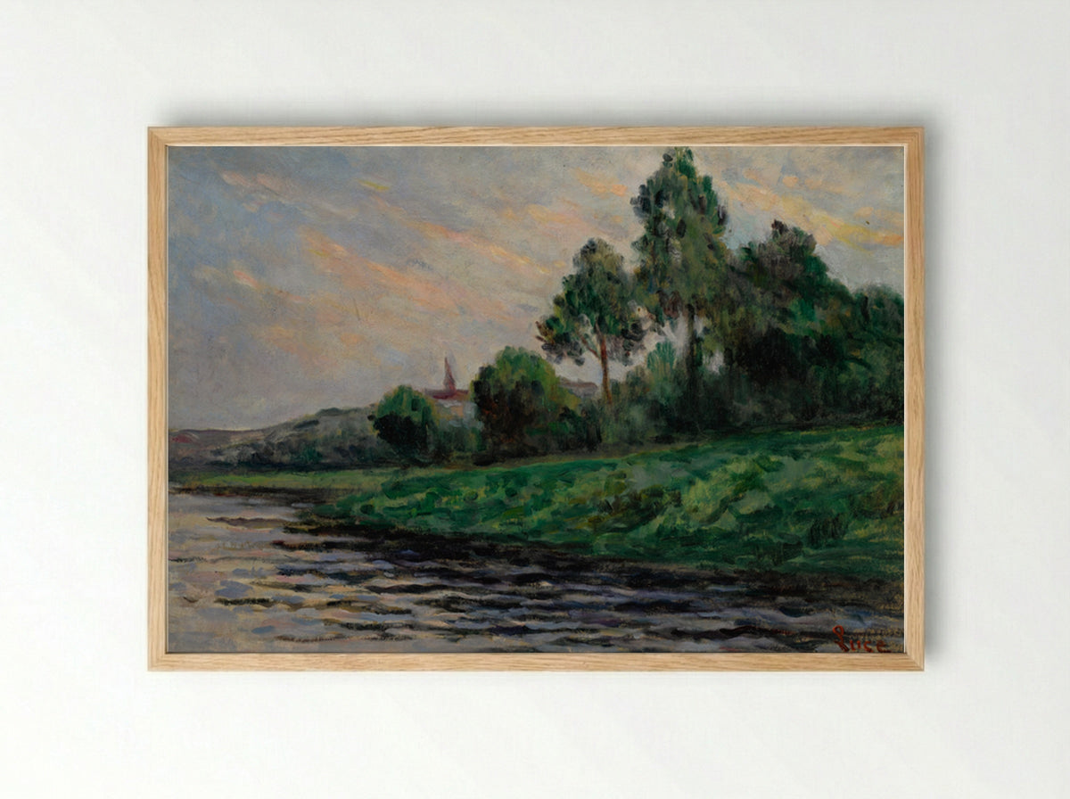 Landscape Around Mantes - Maximilien Luce - Framed Print Wood