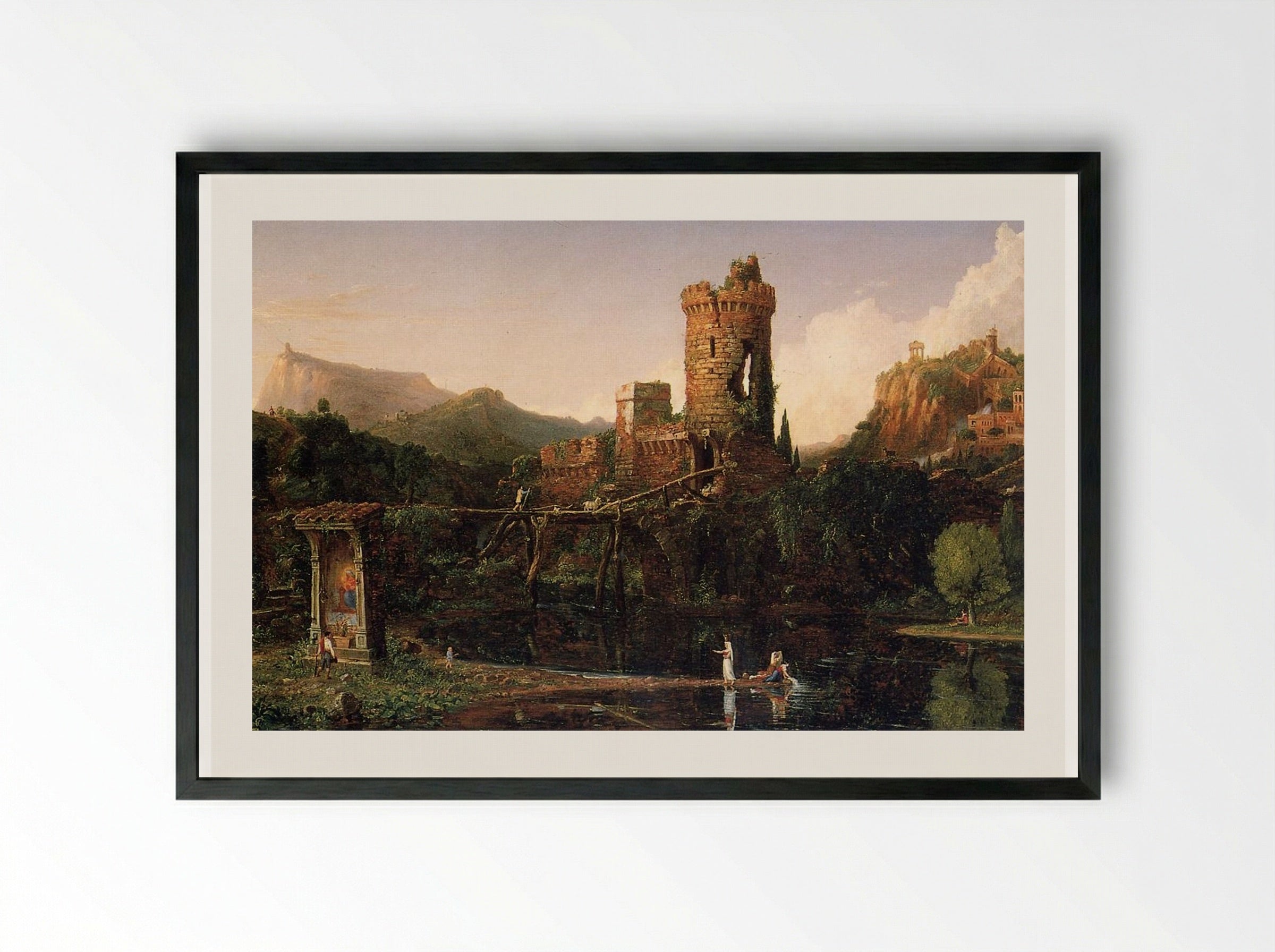 Landscape Composition, Italian Scenery - Thomas Cole - Framed Print Black