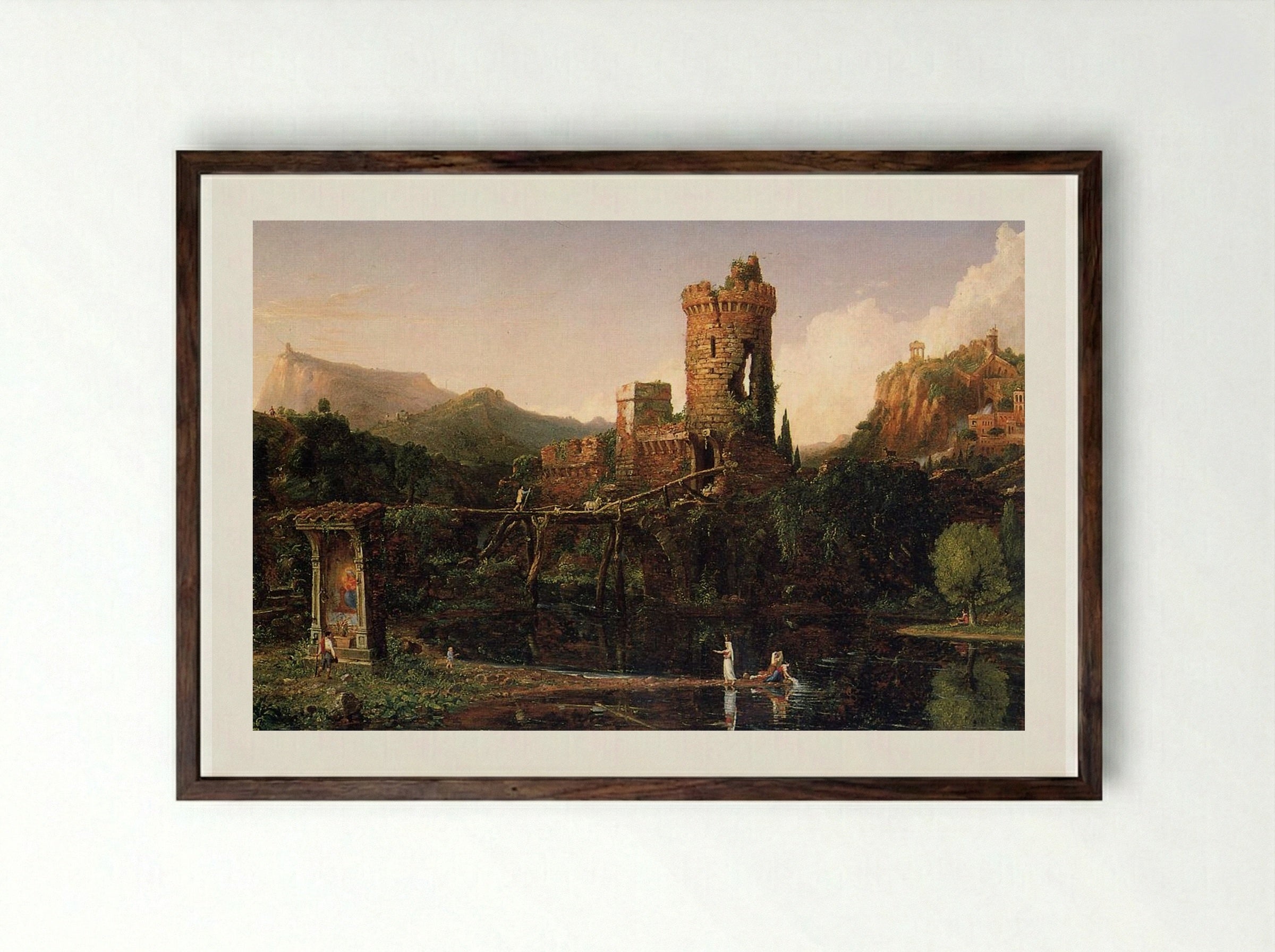 Landscape Composition, Italian Scenery - Thomas Cole - Framed Print Dark Wood