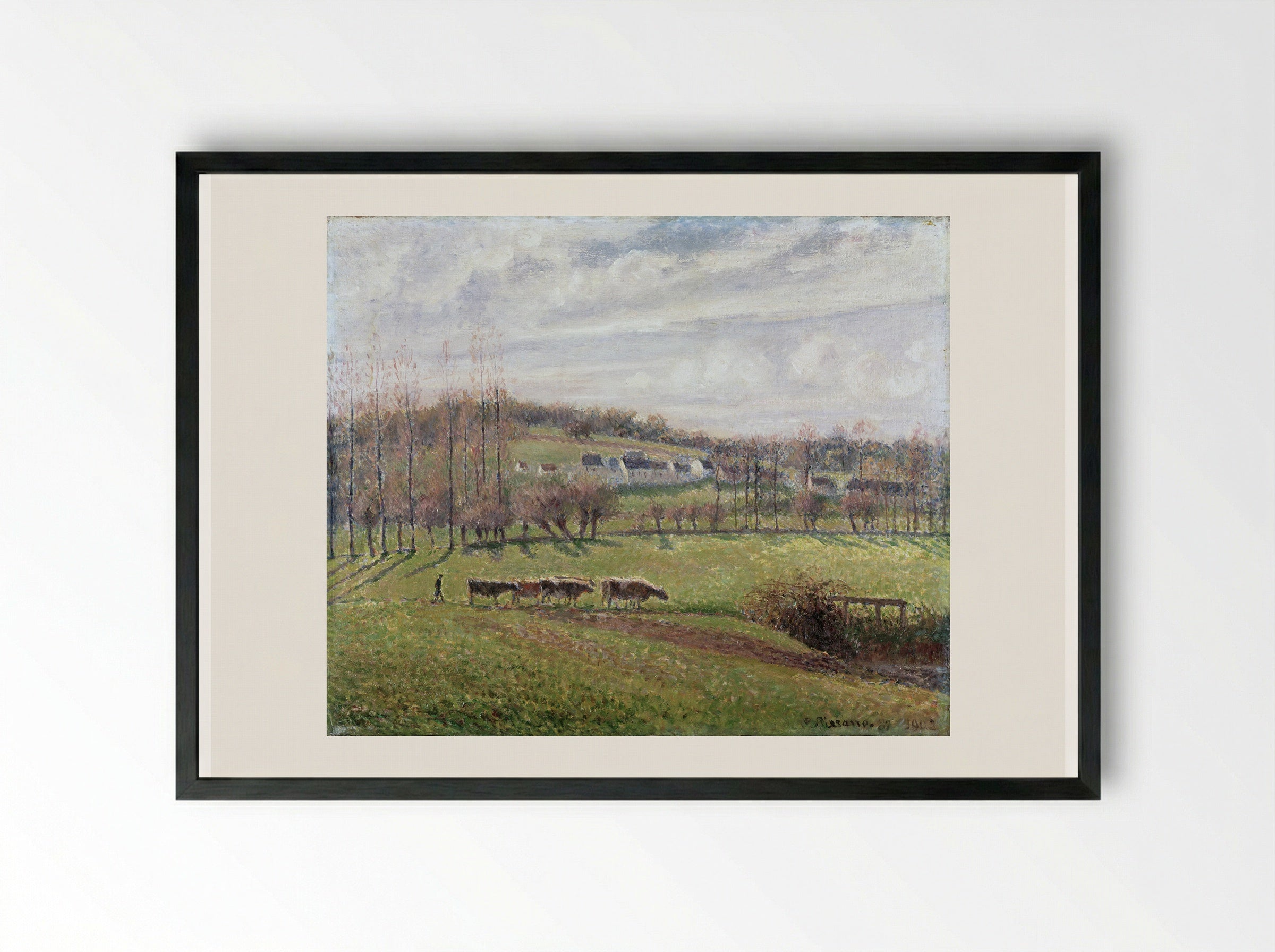 Landscape, Eragny - Camille Pissarro - Framed Print Black