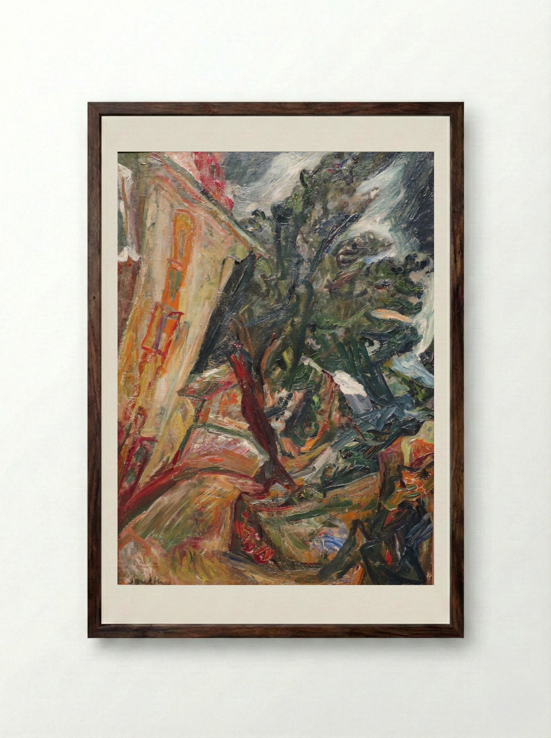 Landscape (Expressionist Study) - Chaim Soutine - Framed Print Dark Wood