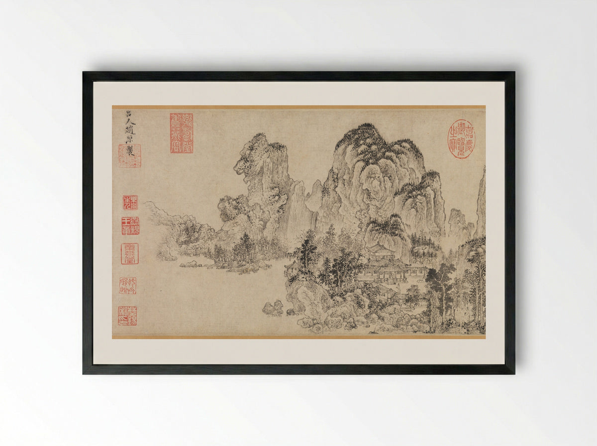 Landscape (Ink on Paper) - Zhao Yuan - Framed Print Black