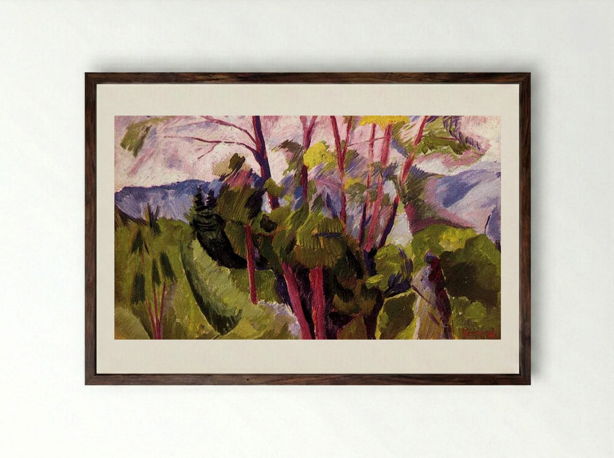 Landscape (Mountains) - Umberto Boccioni - Framed Print Dark Wood