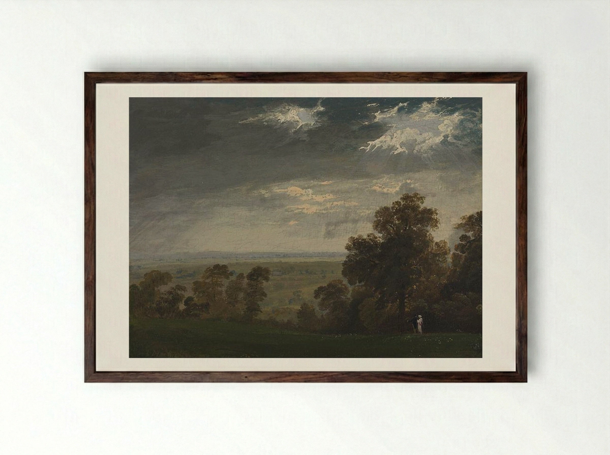 Landscape, Possibly the Isle of Wight or Richmond Hill - John Martin - Framed Print Dark Wood