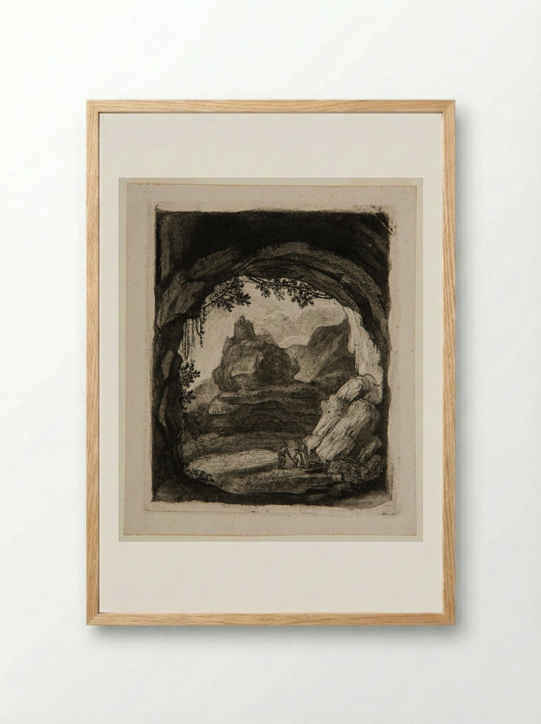 Landscape Seen from the Arch of a Cave - Claude Henri Watelet - Framed Print Wood