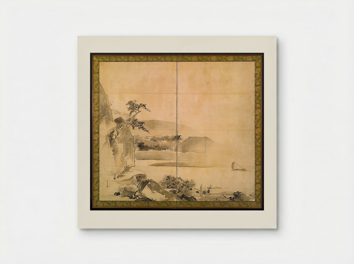 Landscape (Two-Panel Folding Screen) - Watanabe Shikō - Poster