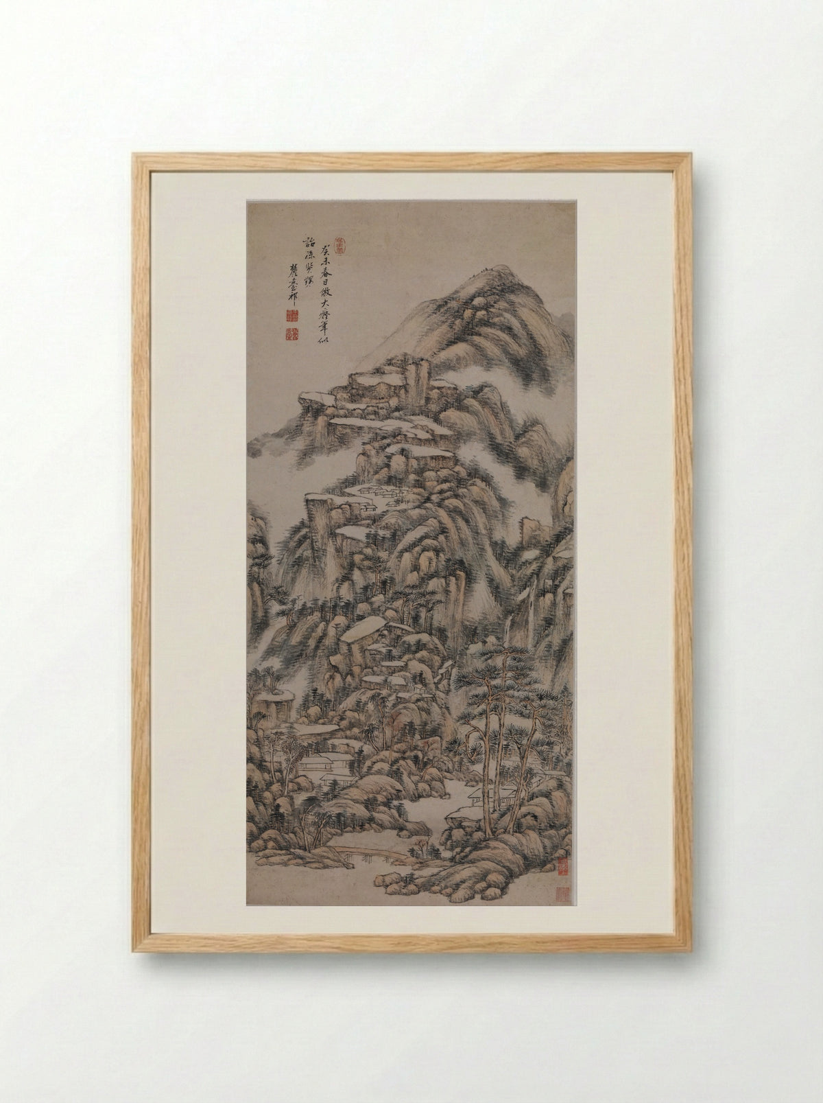 Landscape after Huang Gongwang - Wang Yuanqi - Framed Print Wood