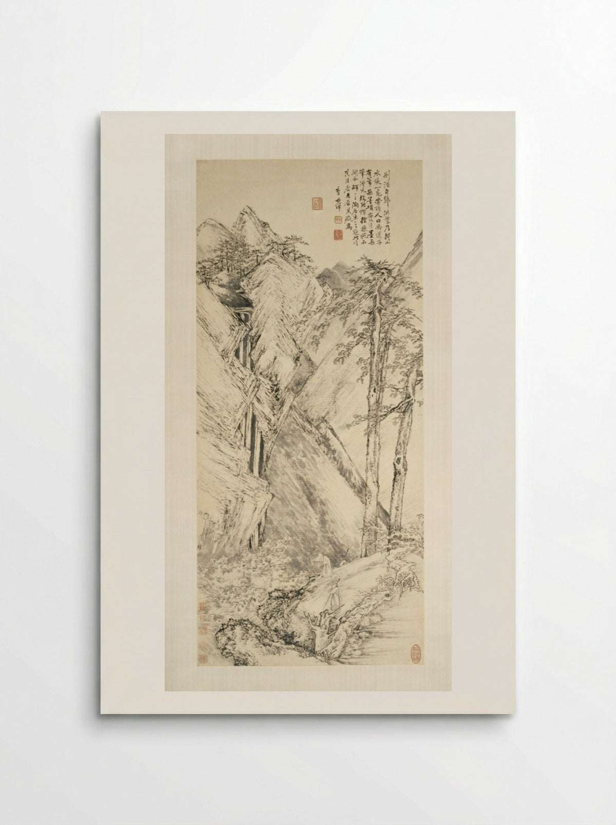 Landscape after Jing Hao and Guan Tong - Li Shizhuo - Poster