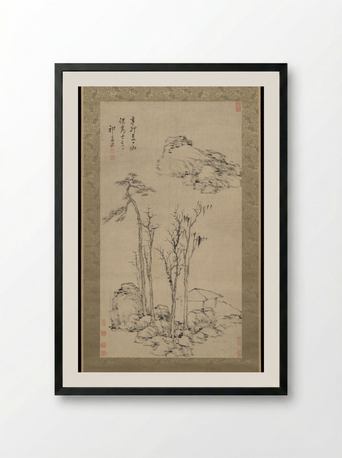 Landscape after Ni Zan - Qi Zhijia - Framed Print Black