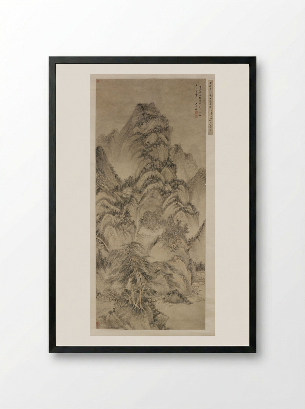 Landscape after Wang Meng - Wang Shimin - Framed Print Black