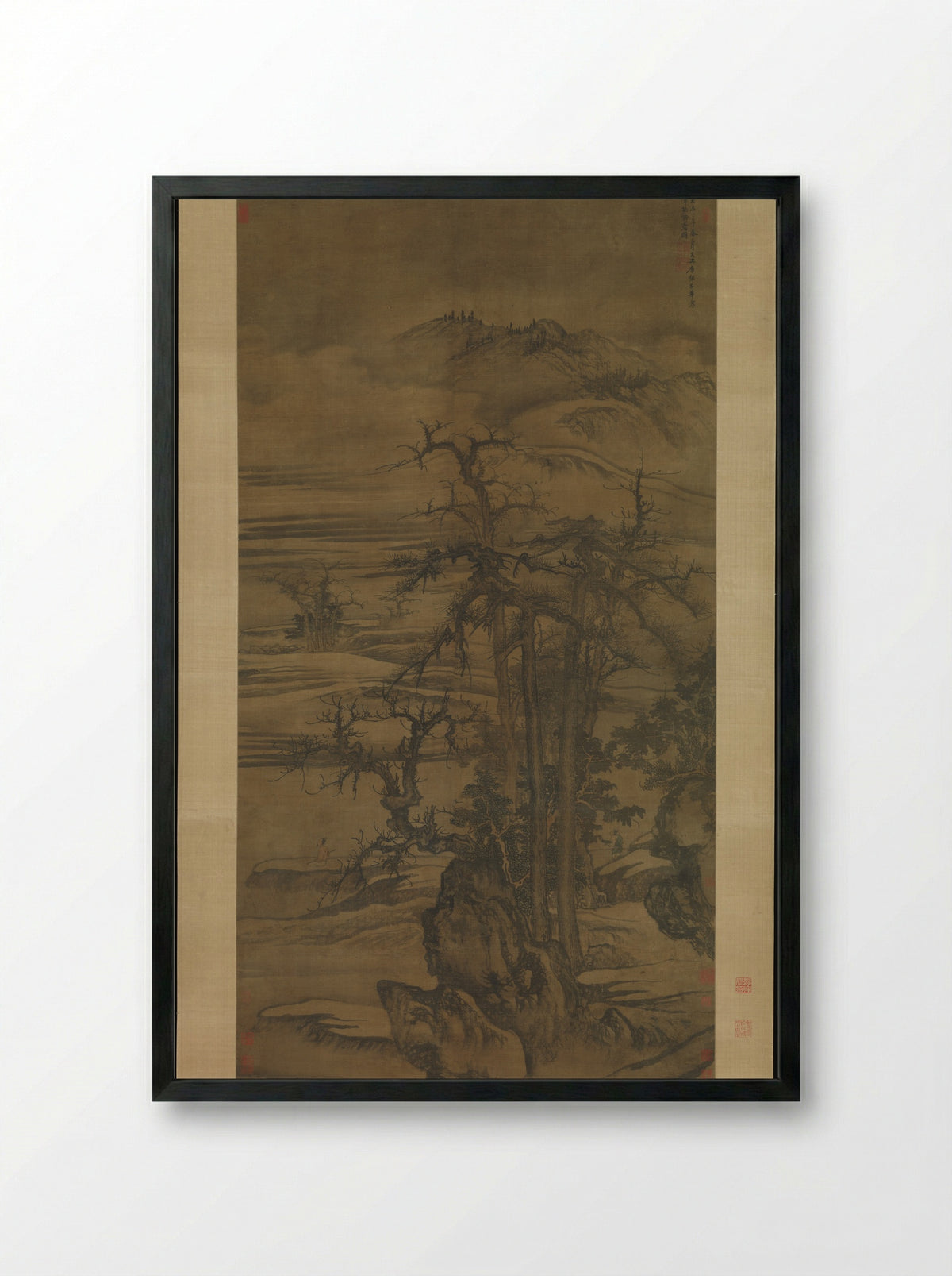 Landscape after a poem by Wang Wei - Tang Di - Framed Print Black