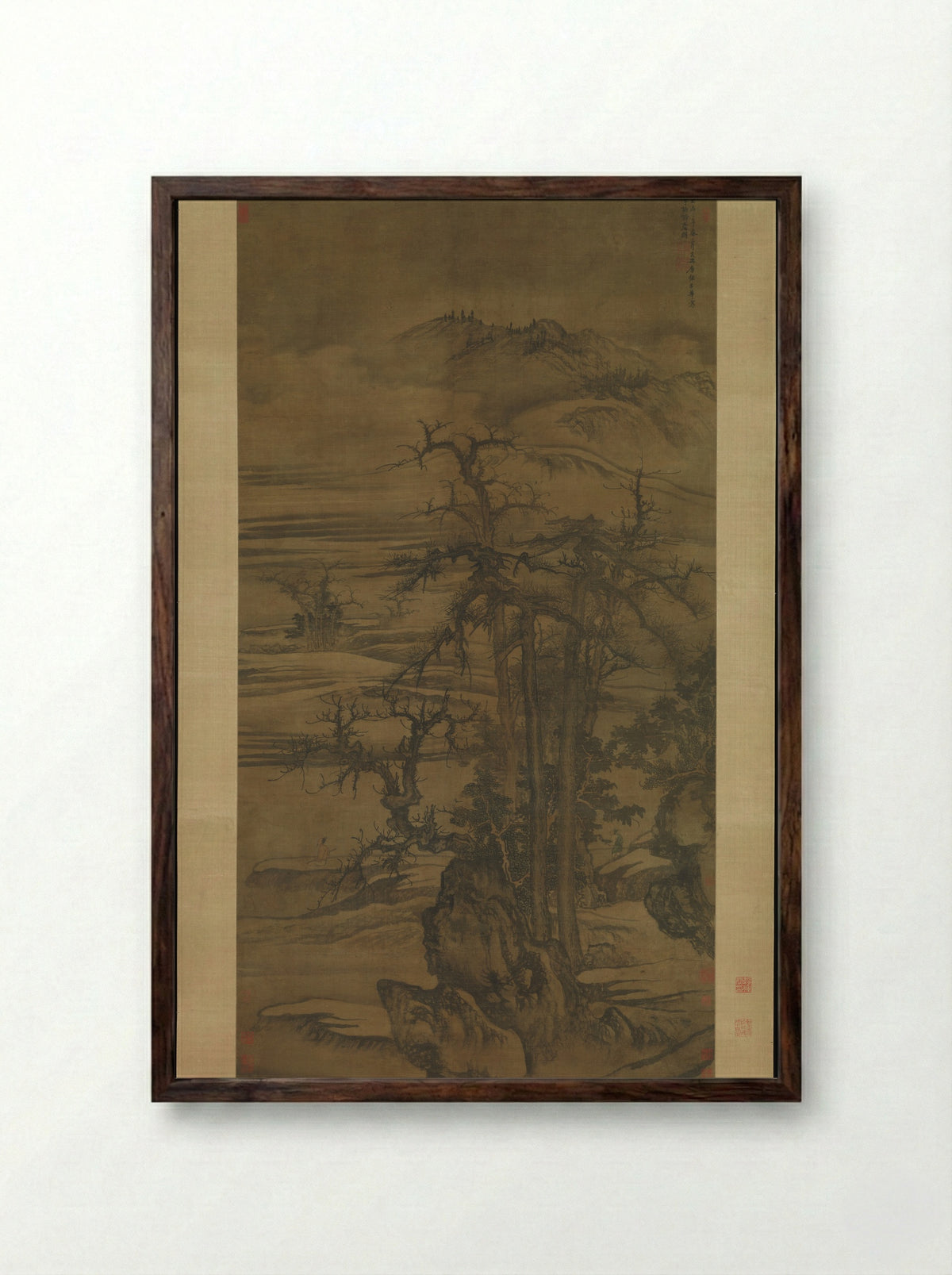 Landscape after a poem by Wang Wei - Tang Di - Framed Print Dark Wood