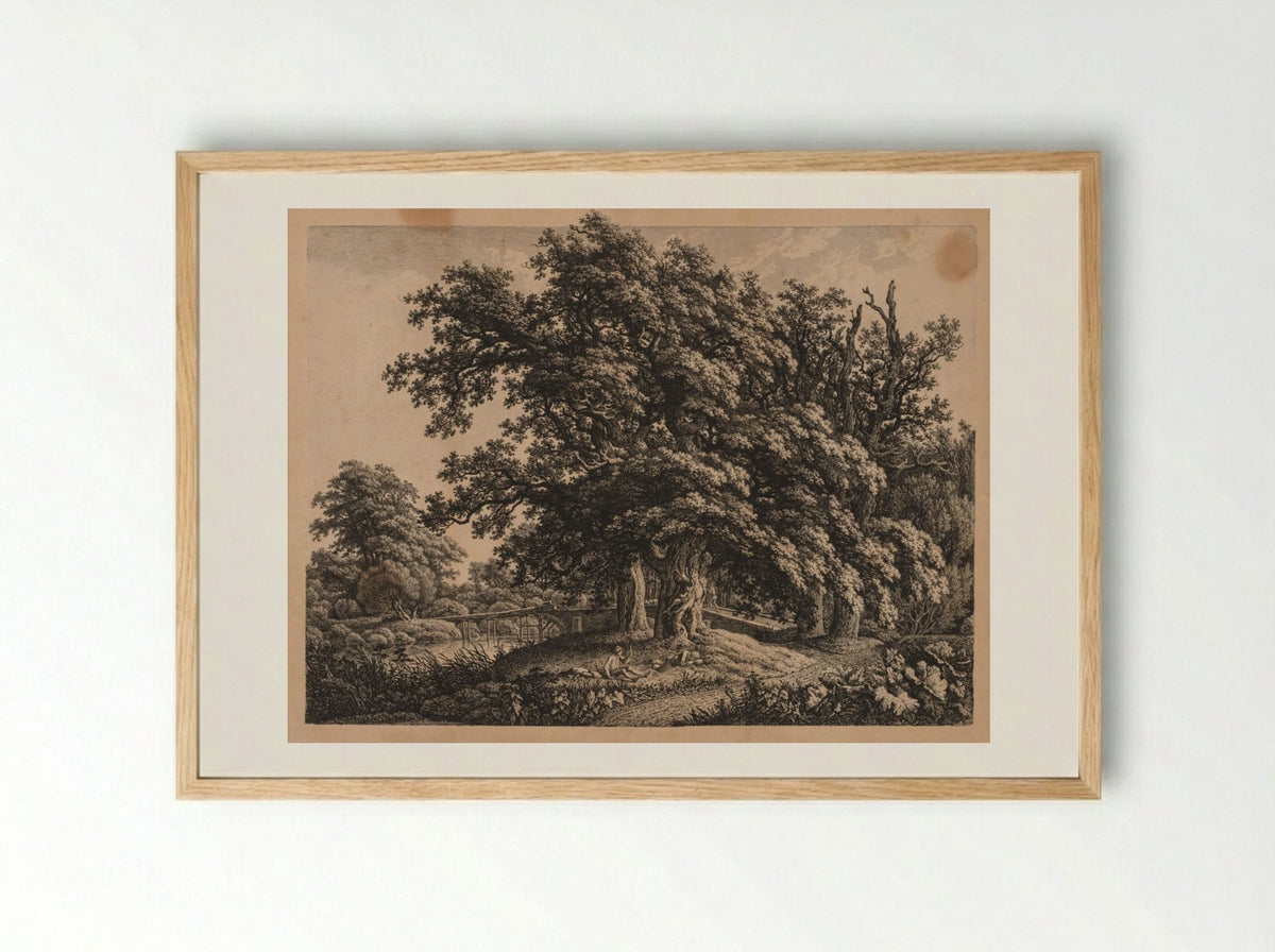 Landscape and Bridge with Three Figures - Carl Wilhelm I Kolbe - Framed Print Wood