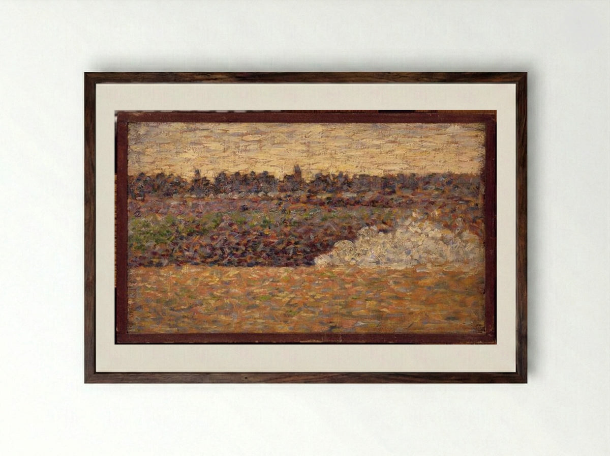 Landscape at Grandcamp - Georges Seurat - Framed Print Dark Wood