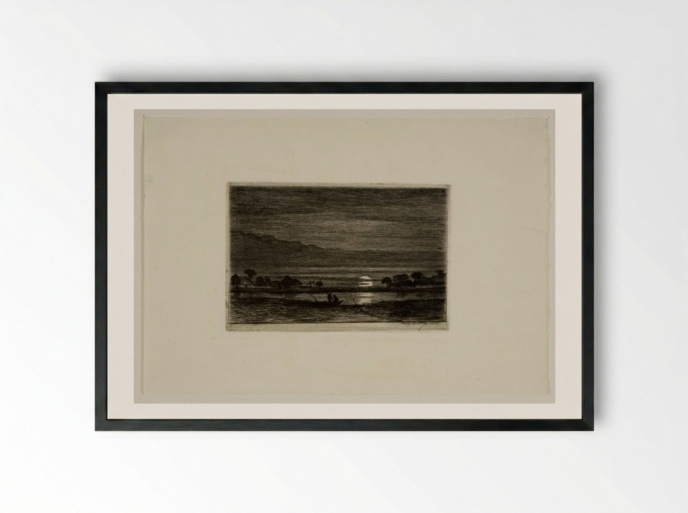 Landscape by Moonlight - Auguste Delâtre - Framed Print Black