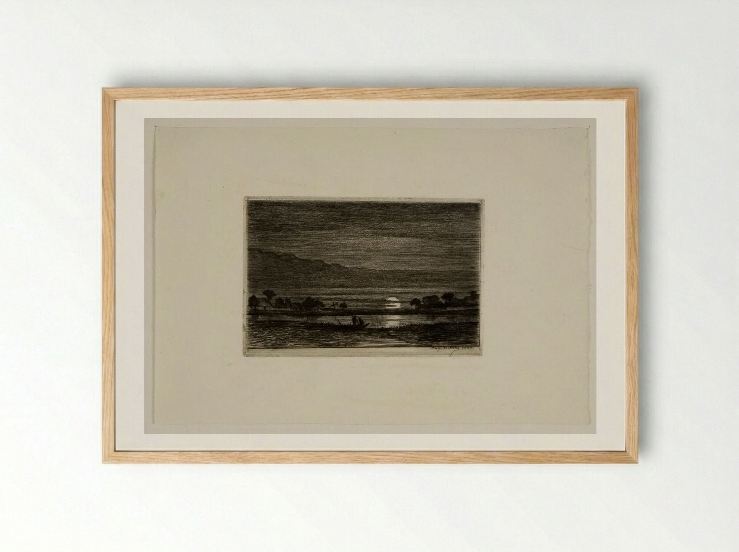 Landscape by Moonlight - Auguste Delâtre - Framed Print Wood