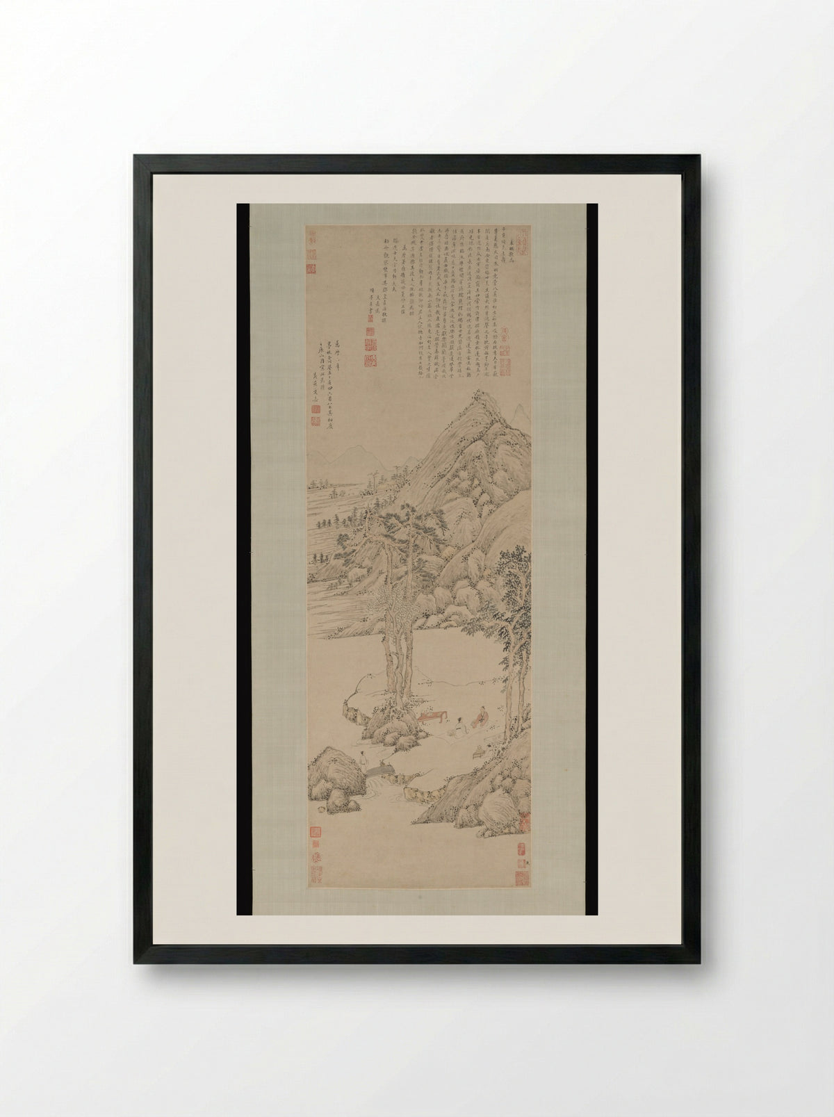 Landscape dedicated to Xiang Yuanbian - Wen Jia - Framed Print Black