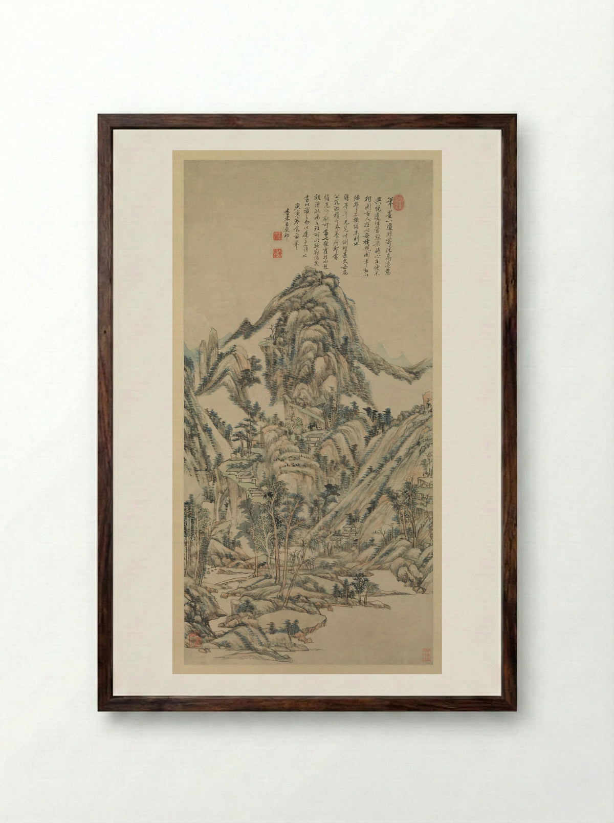 Landscape for Zhanting - Wang Yuanqi - Framed Print Dark Wood