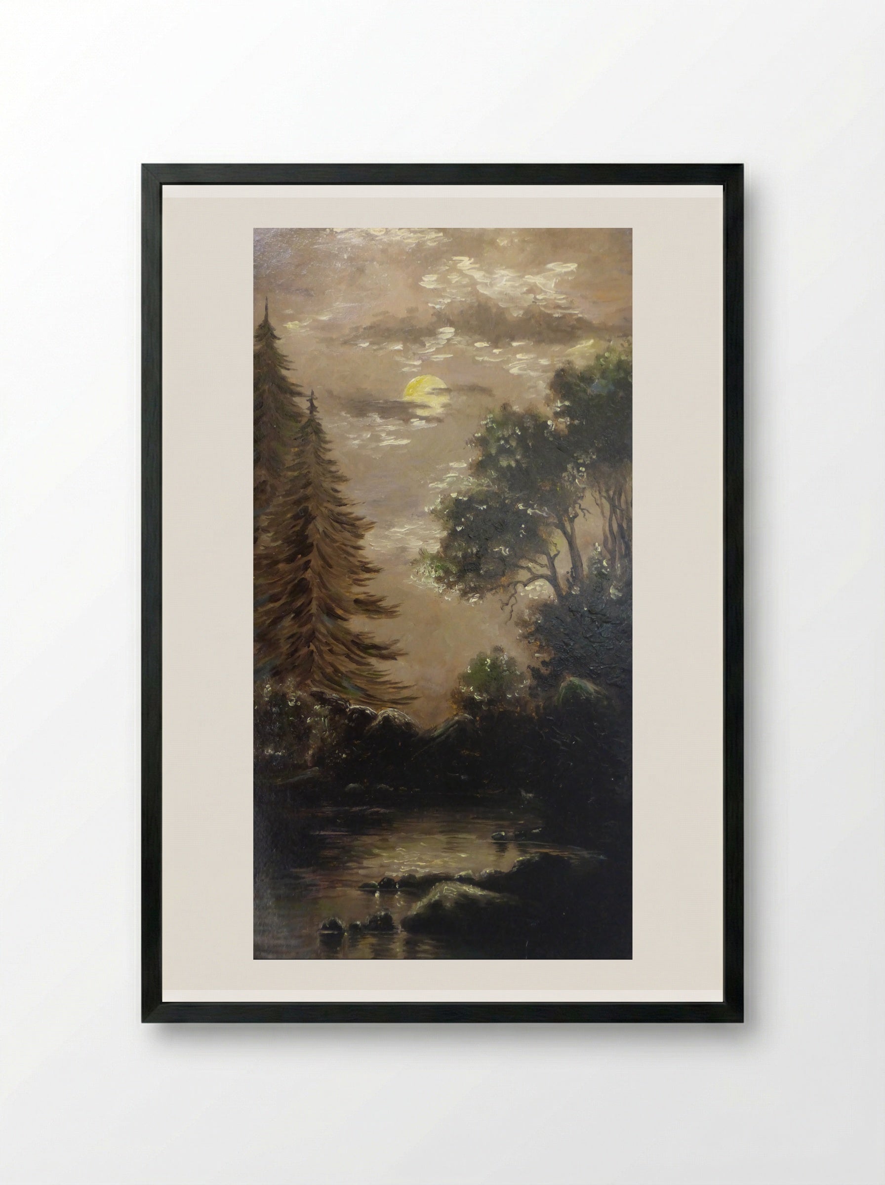 Landscape in Moonlight - Henry Ossawa Tanner - Framed Print Black