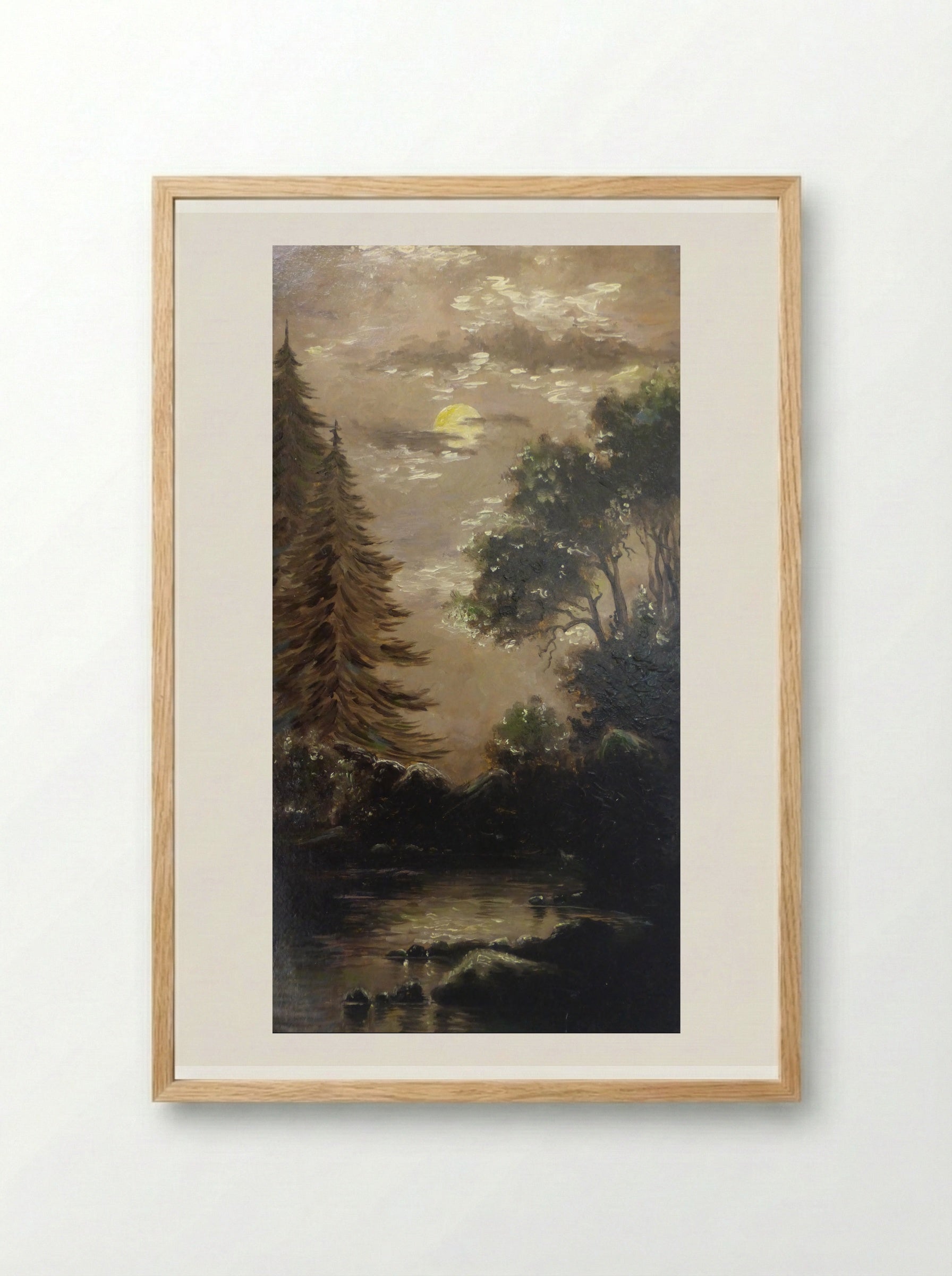 Landscape in Moonlight - Henry Ossawa Tanner - Framed Print Wood