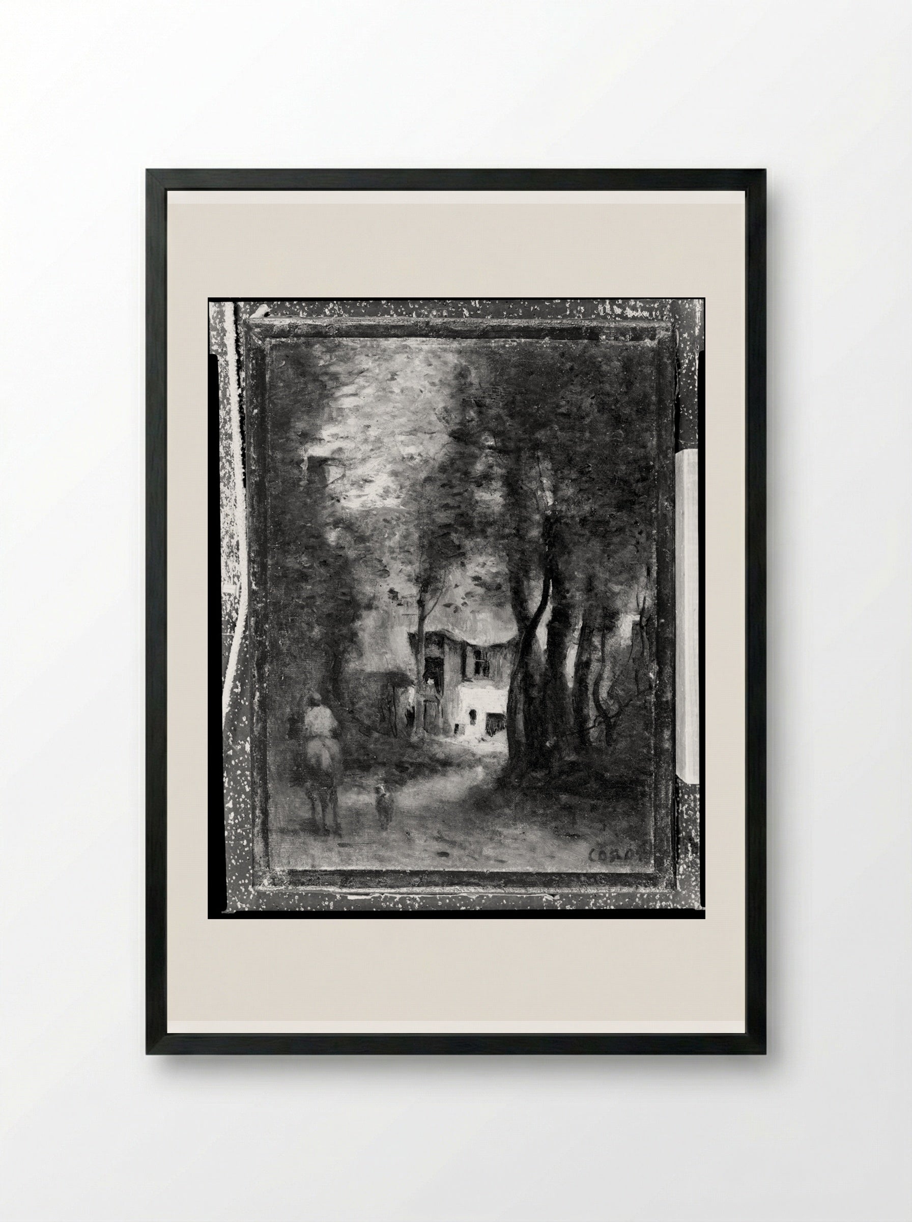 Landscape in the Environs of Gournay-en-Bray - Jean-Baptiste-Camille Corot - Framed Print Black