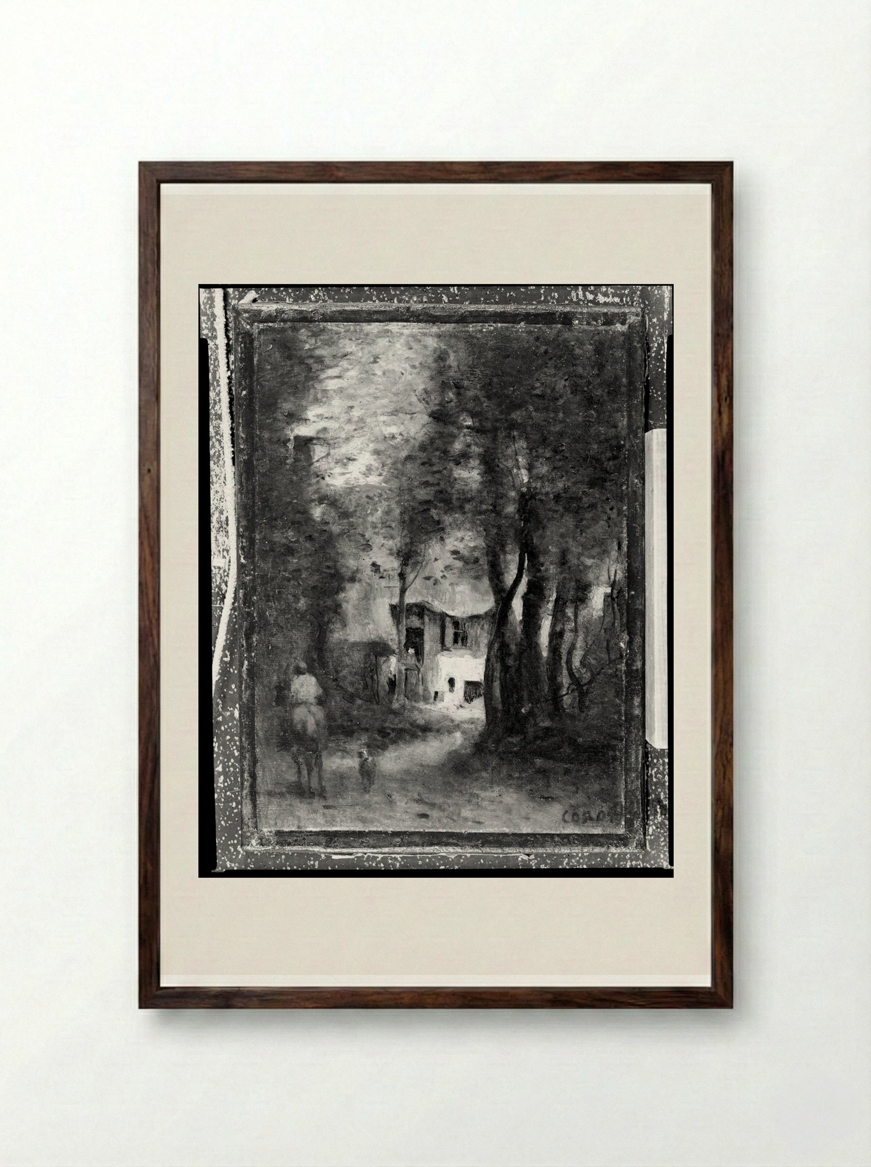 Landscape in the Environs of Gournay-en-Bray - Jean-Baptiste-Camille Corot - Framed Print Dark Wood
