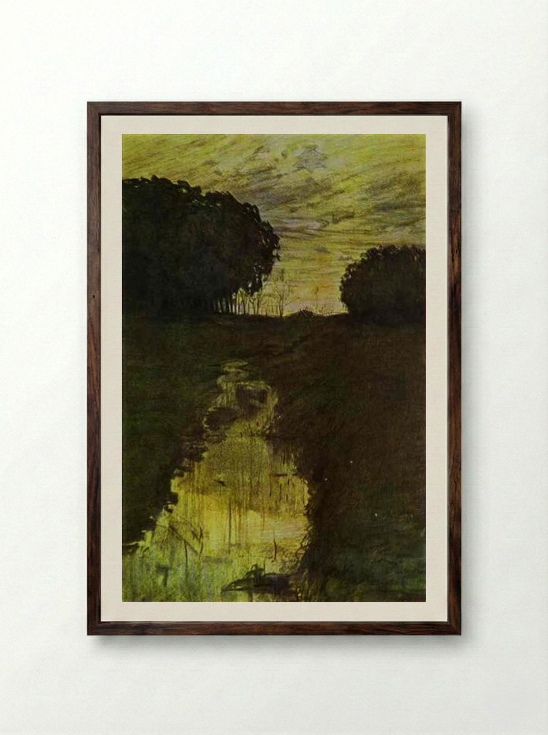 Landscape in the Evening. Martyshkino - Konstantin Somov - Framed Print Dark Wood