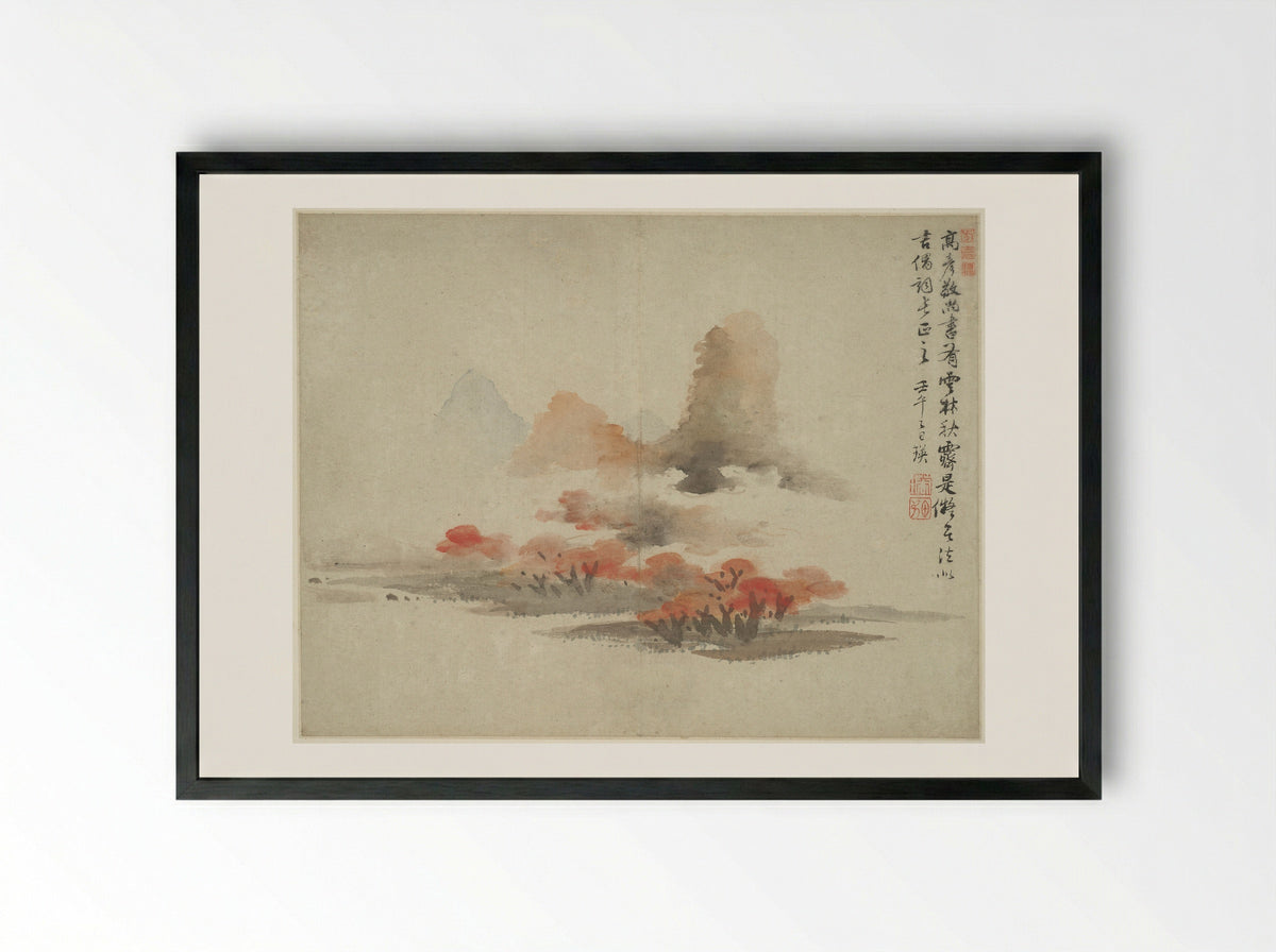 Landscape in the Style of Ancient Masters: after Gao Kegong - Lan Ying - Framed Print Black