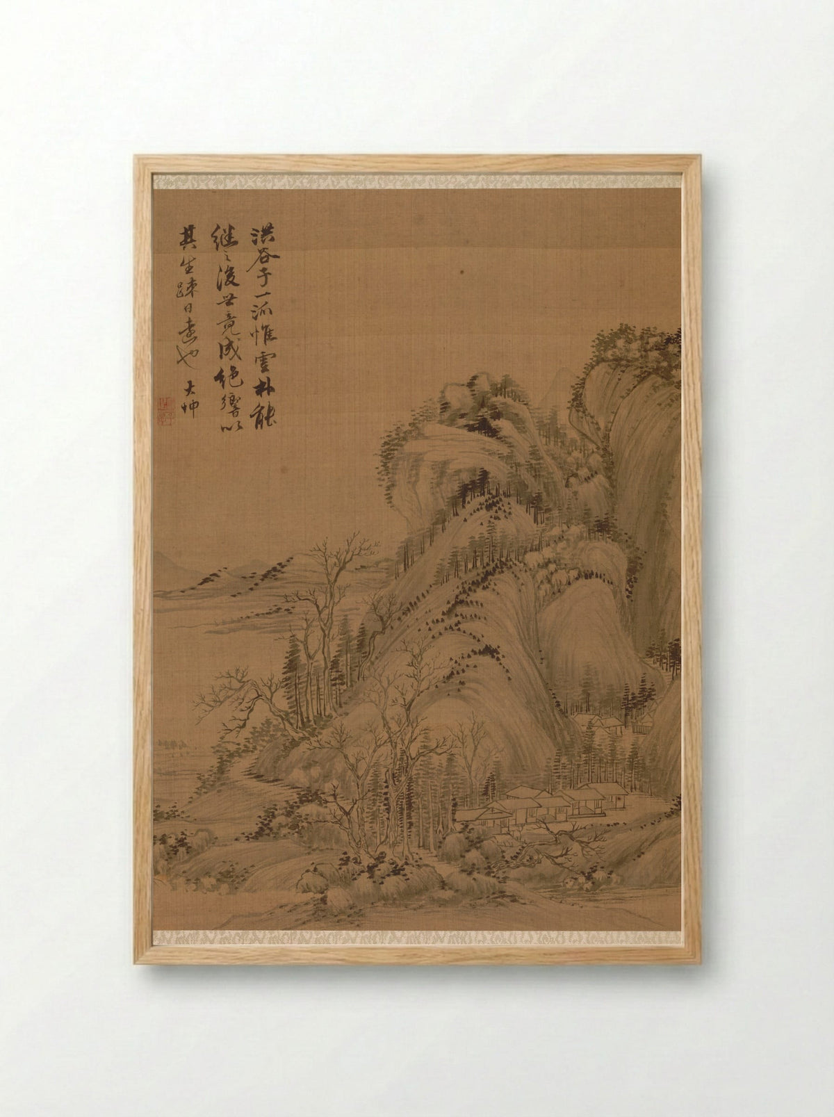 Landscape in the Style of Ching Hao - Zhai Dakun - Framed Print Wood
