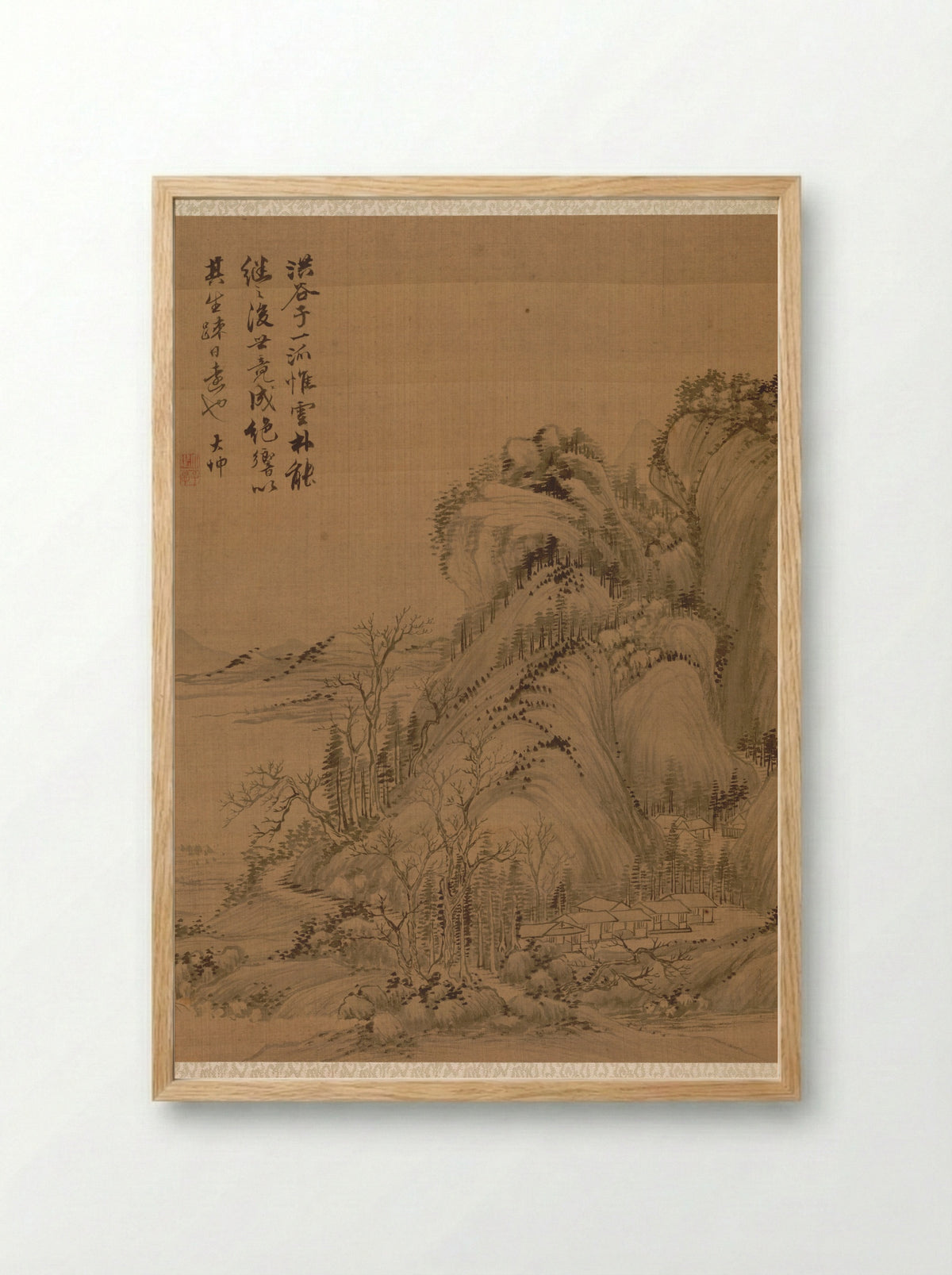Landscape in the Style of Ching Hao - Zhai Dakun - Framed Print Wood
