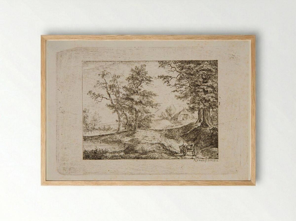Landscape in the Style of Ruisdael - Carl Friedrich von Rumohr - Framed Print Wood