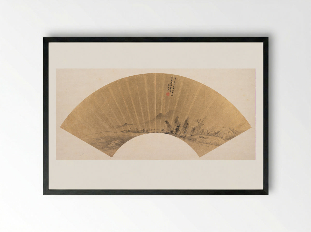 Landscape in the manner of Dong Yuan - Lu Kezheng - Framed Print Black