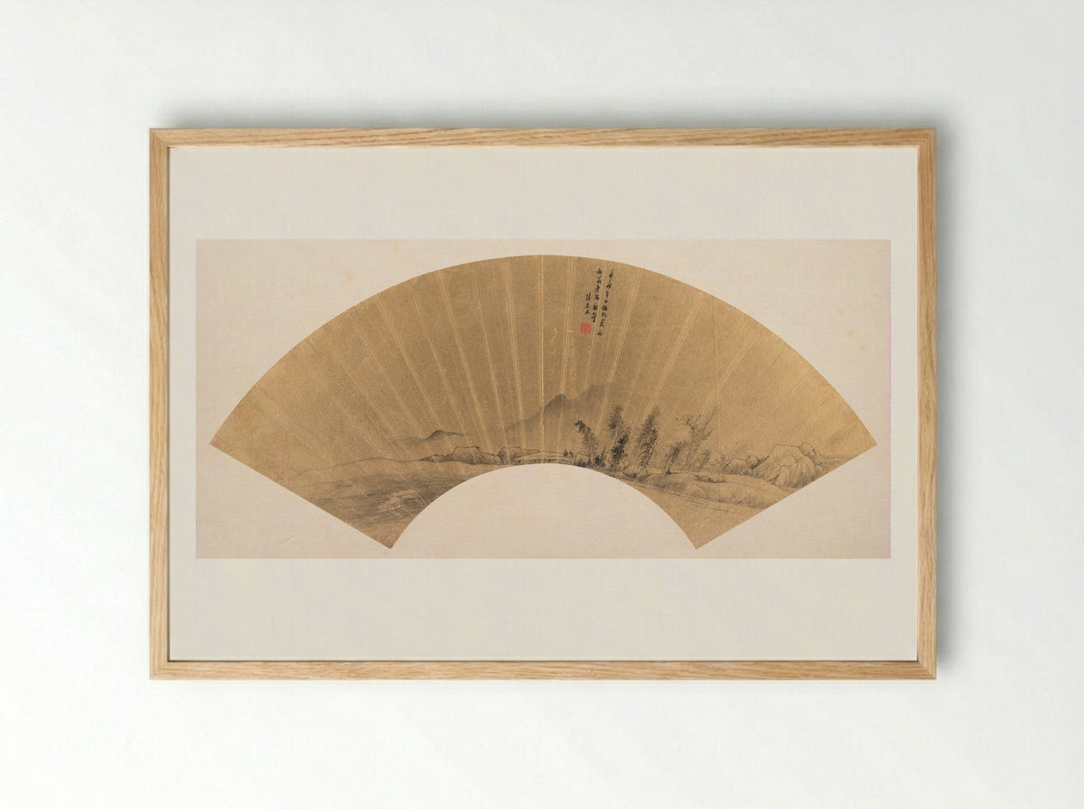 Landscape in the manner of Dong Yuan - Lu Kezheng - Framed Print Wood