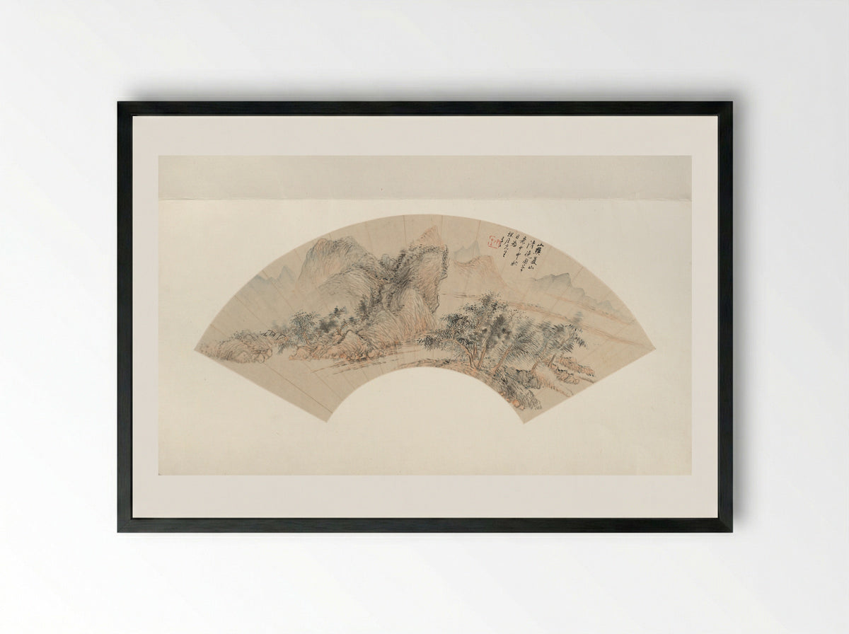 Landscape in the style of Wang Meng - Zhu Angzhi - Framed Print Black