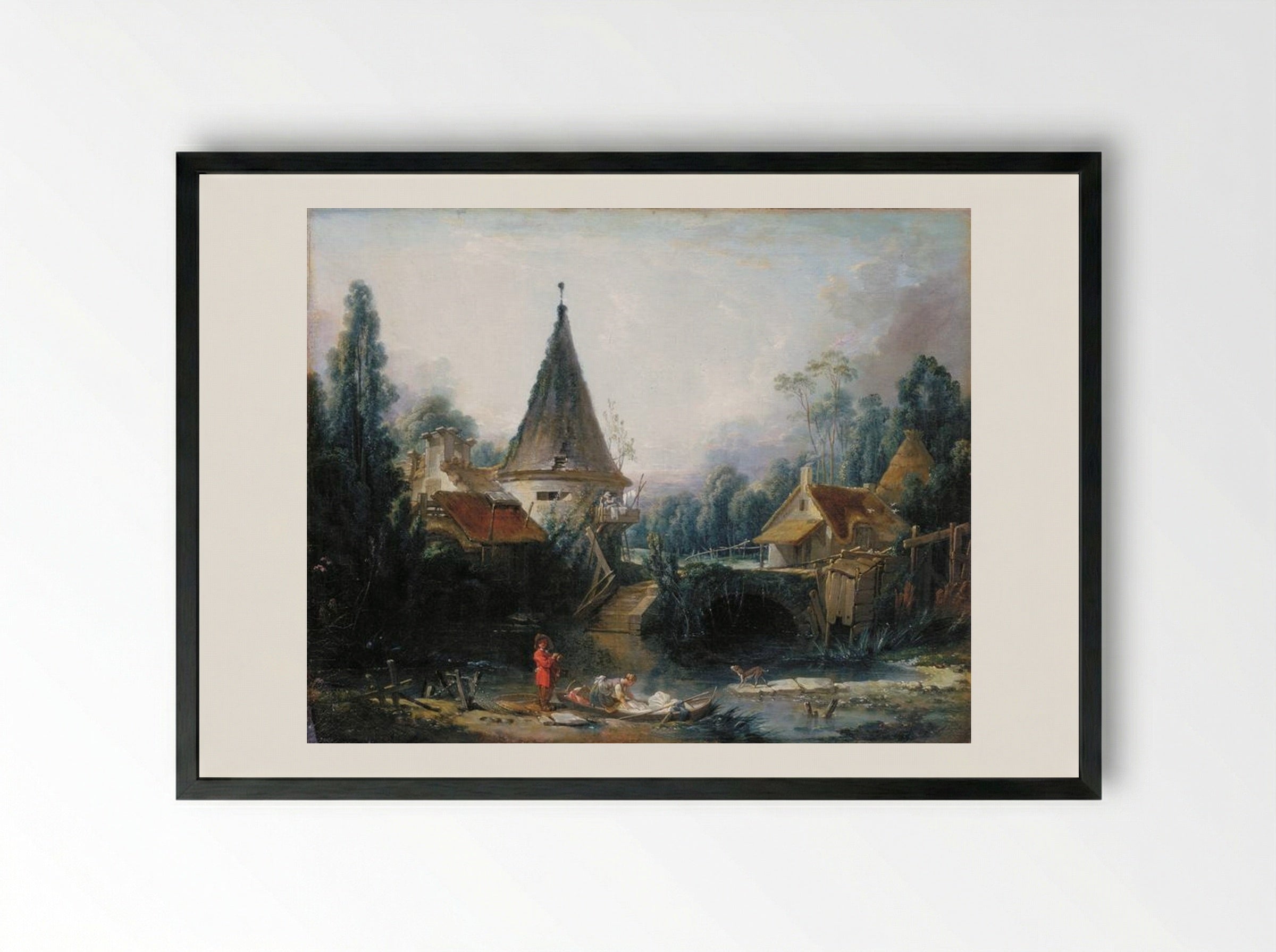 Landscape near Beauvais - François Boucher - Framed Print Black