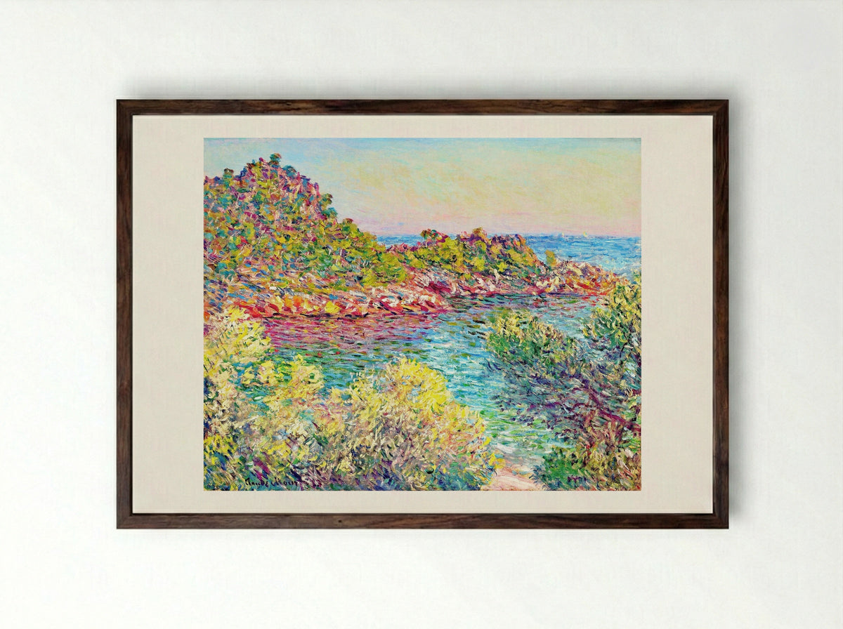 Landscape near Montecarlo - Claude Monet - Framed Print Dark Wood