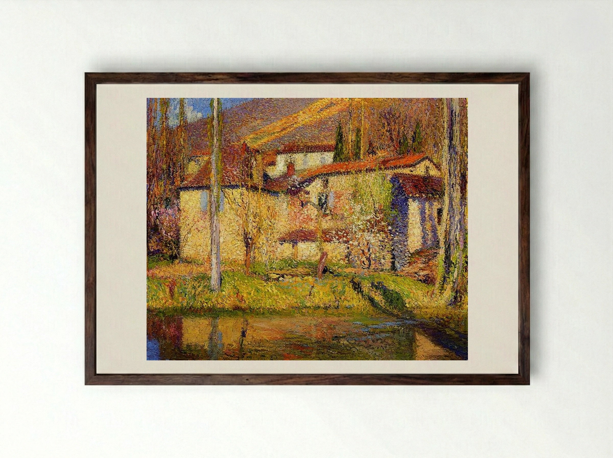 Landscape near Toulouse - Henri Martin - Framed Print Dark Wood
