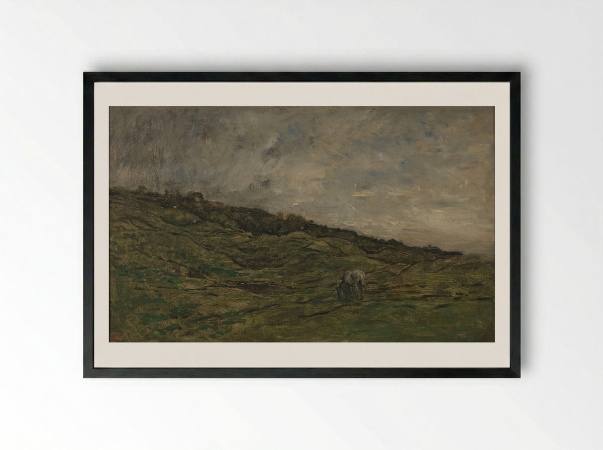 Landscape near Villerville - Charles-François Daubigny - Framed Print Black