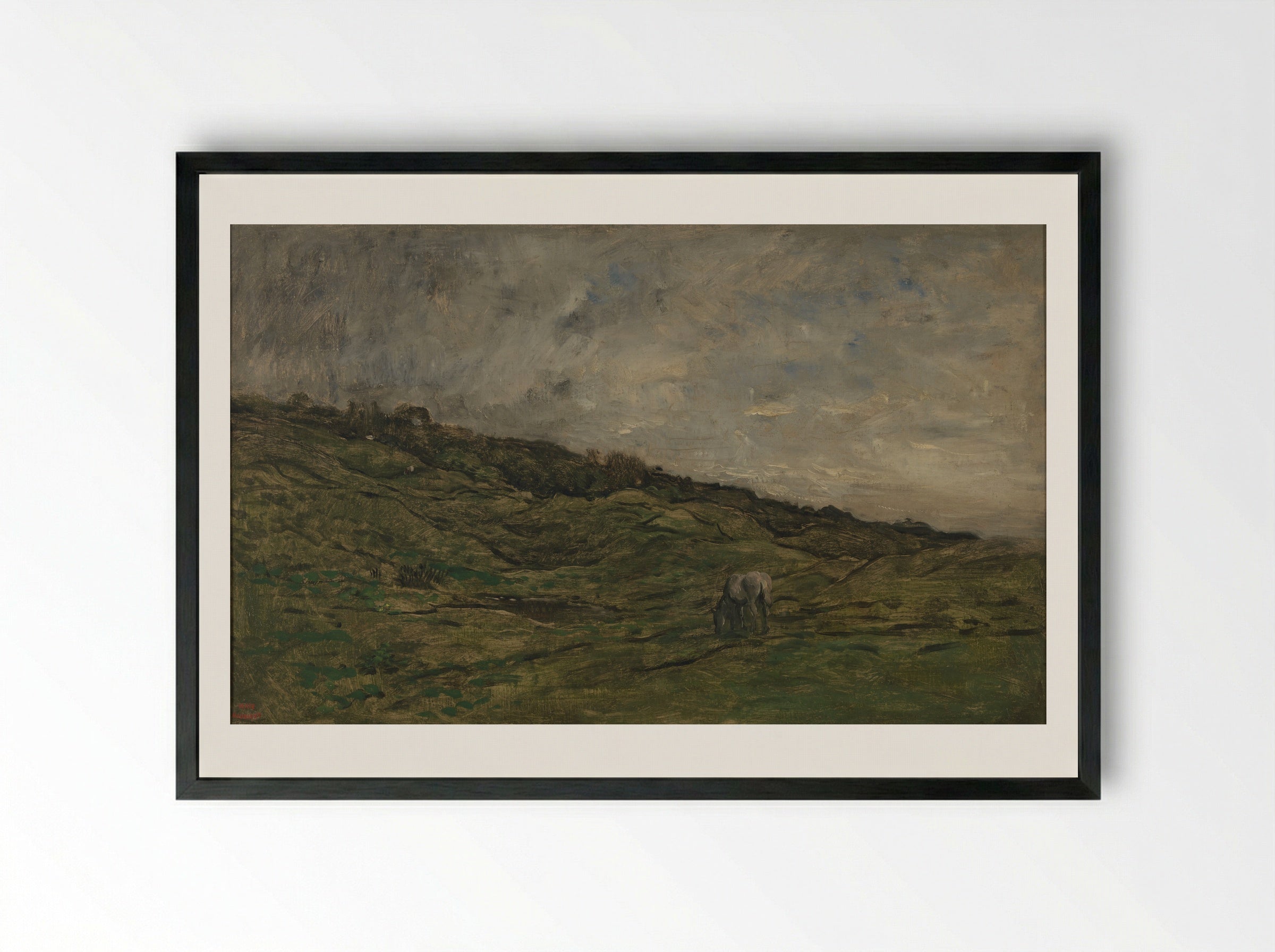 Landscape near Villerville - Charles-François Daubigny - Framed Print Black