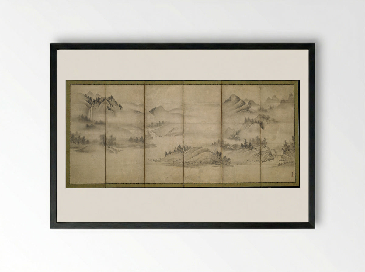 Landscape of the Four Seasons - Sōami - Framed Print Black
