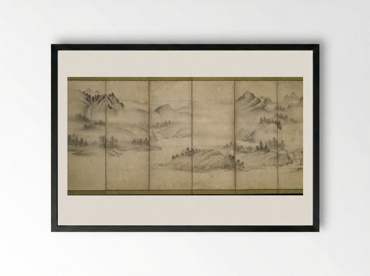 Landscape of the Four Seasons - Sōami - Framed Print Black