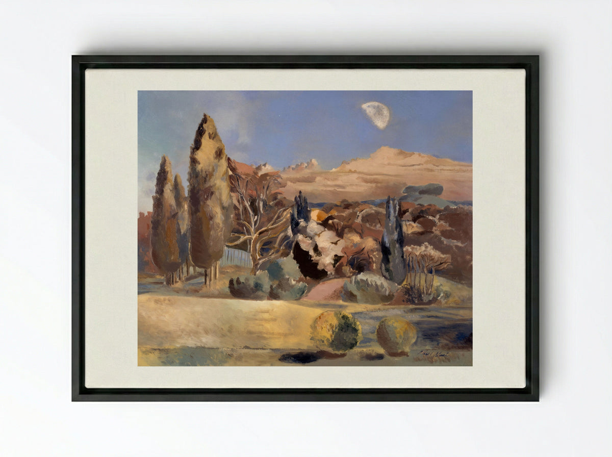 Landscape of the Moon's First Quarter - Paul Nash - Framed Canvas Black