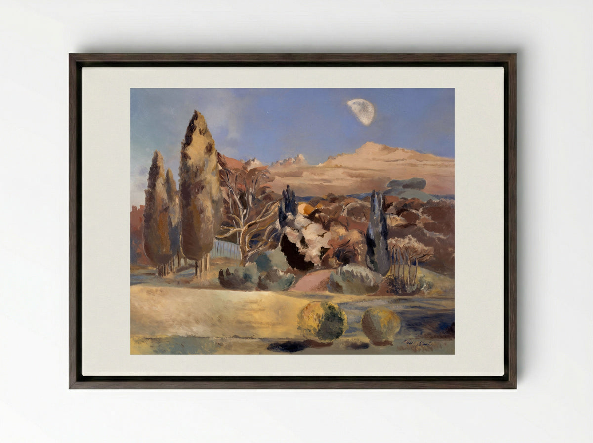 Landscape of the Moon's First Quarter - Paul Nash - Framed Canvas Dark Wood