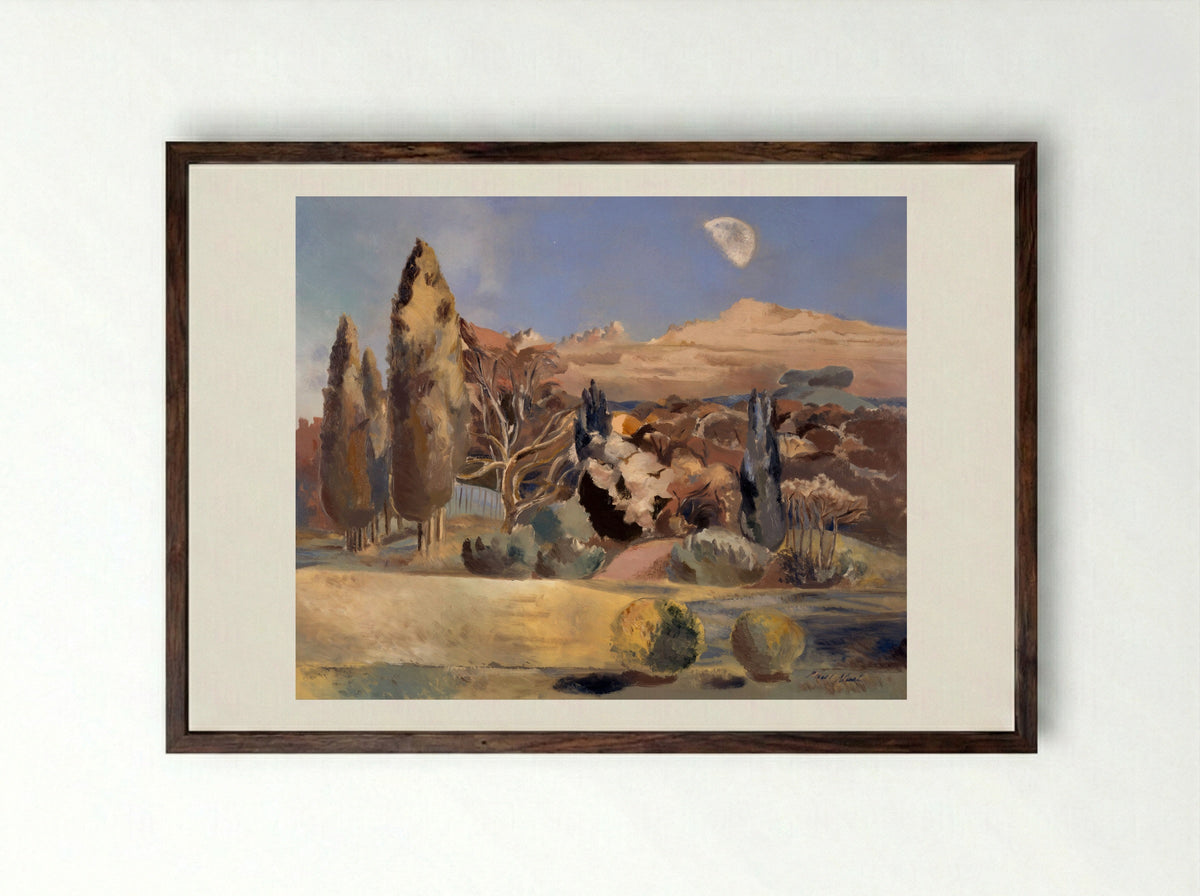 Landscape of the Moon's First Quarter - Paul Nash - Framed Print Dark Wood
