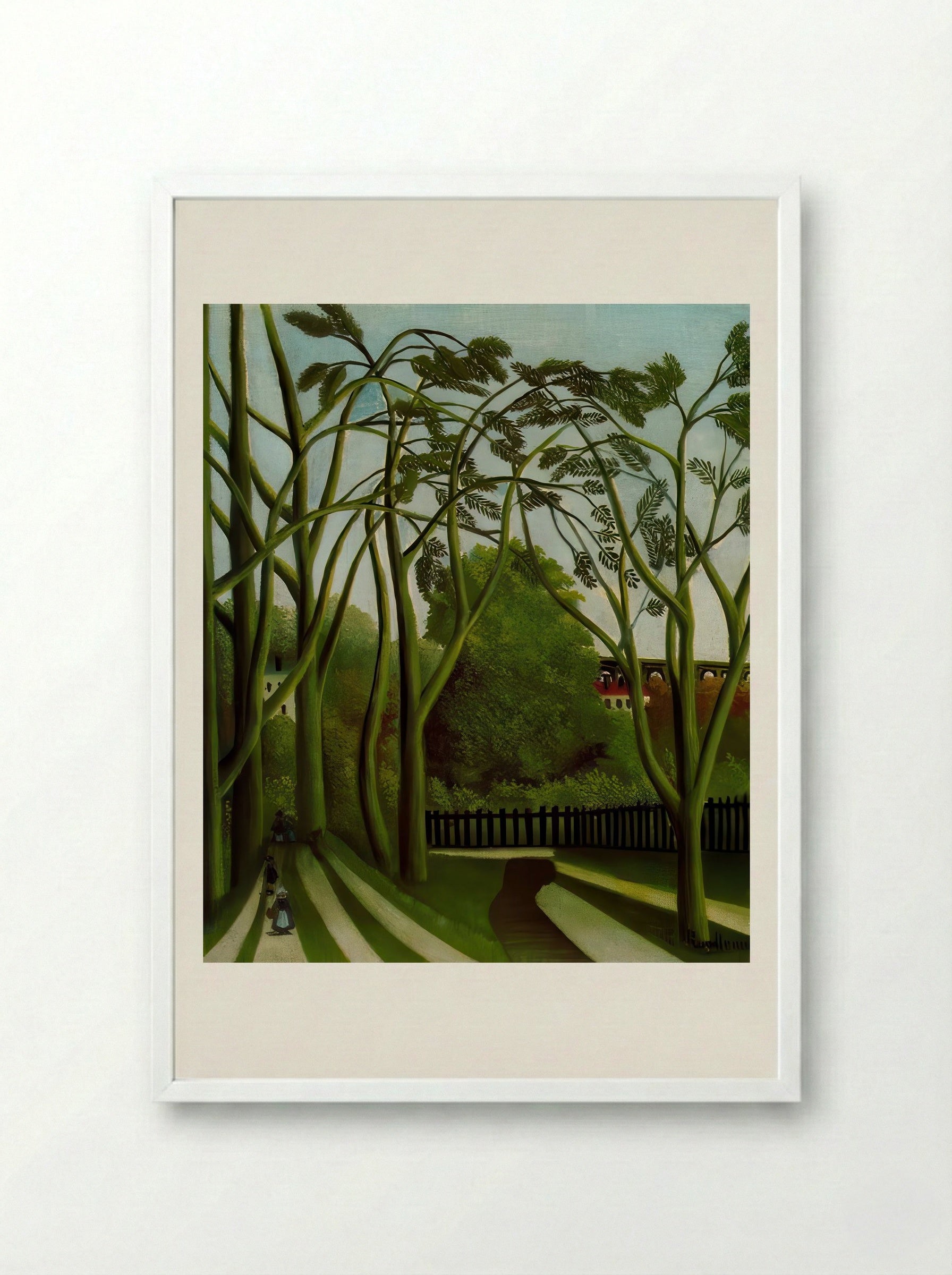 Landscape on the Banks of the Bièvre at Bicêtre by Henri Rousseau – Naïve French Countryside Print - Framed Print White