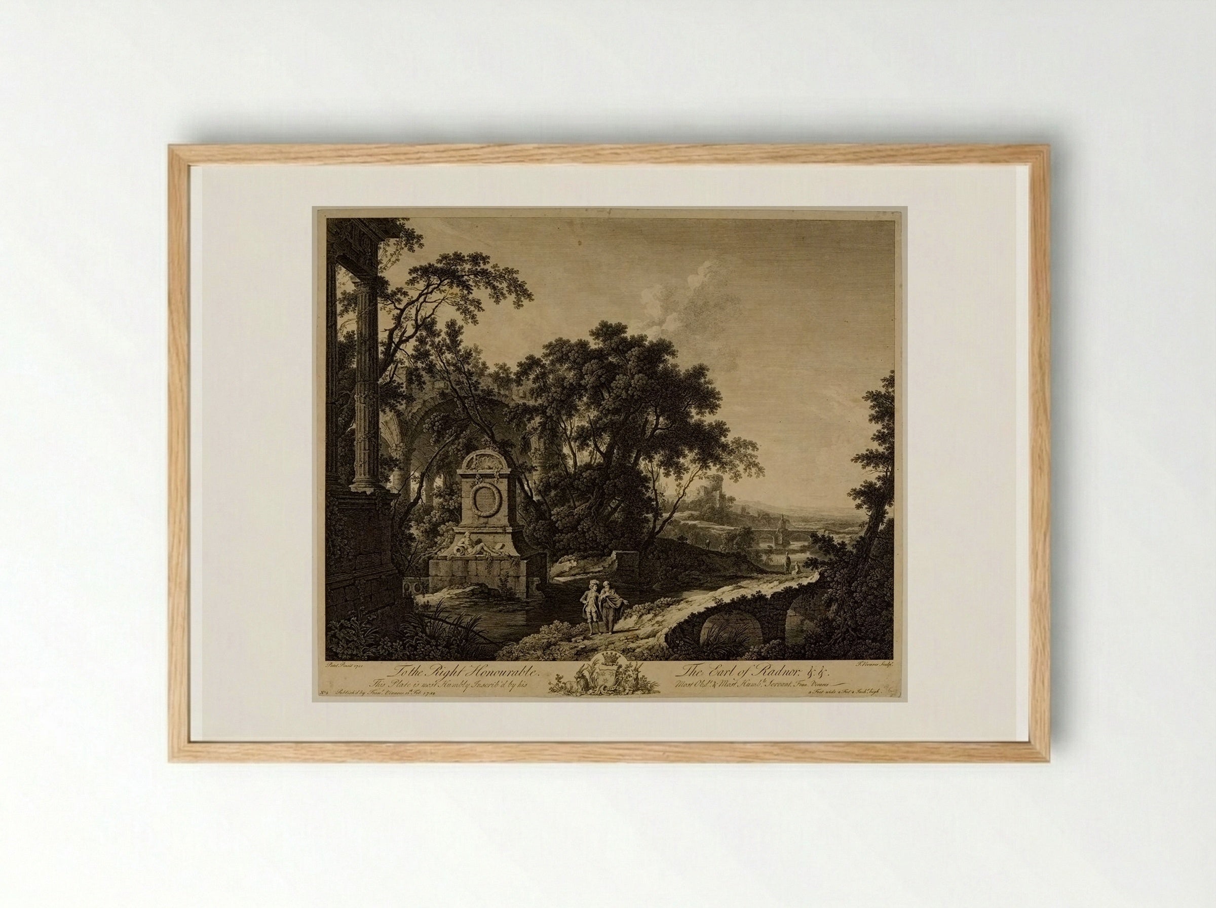 Landscape with Ancient Ruins - François Vivares - Framed Print Wood